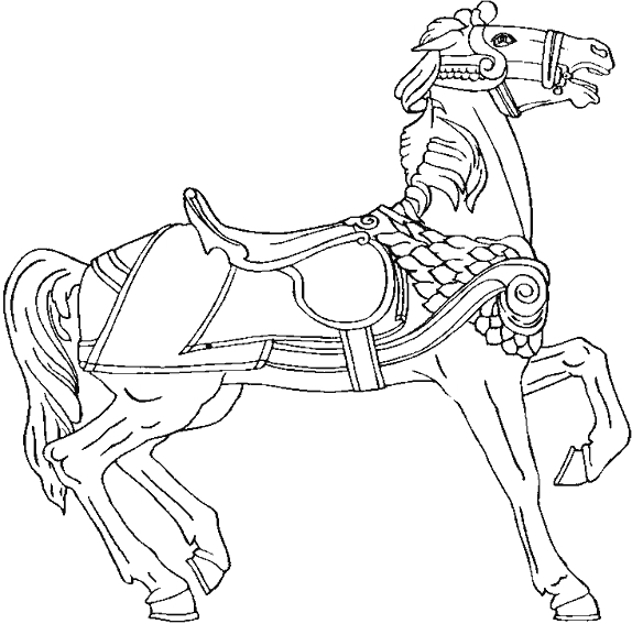 Coloriage d'un cheval paisible dans un paysage naturel