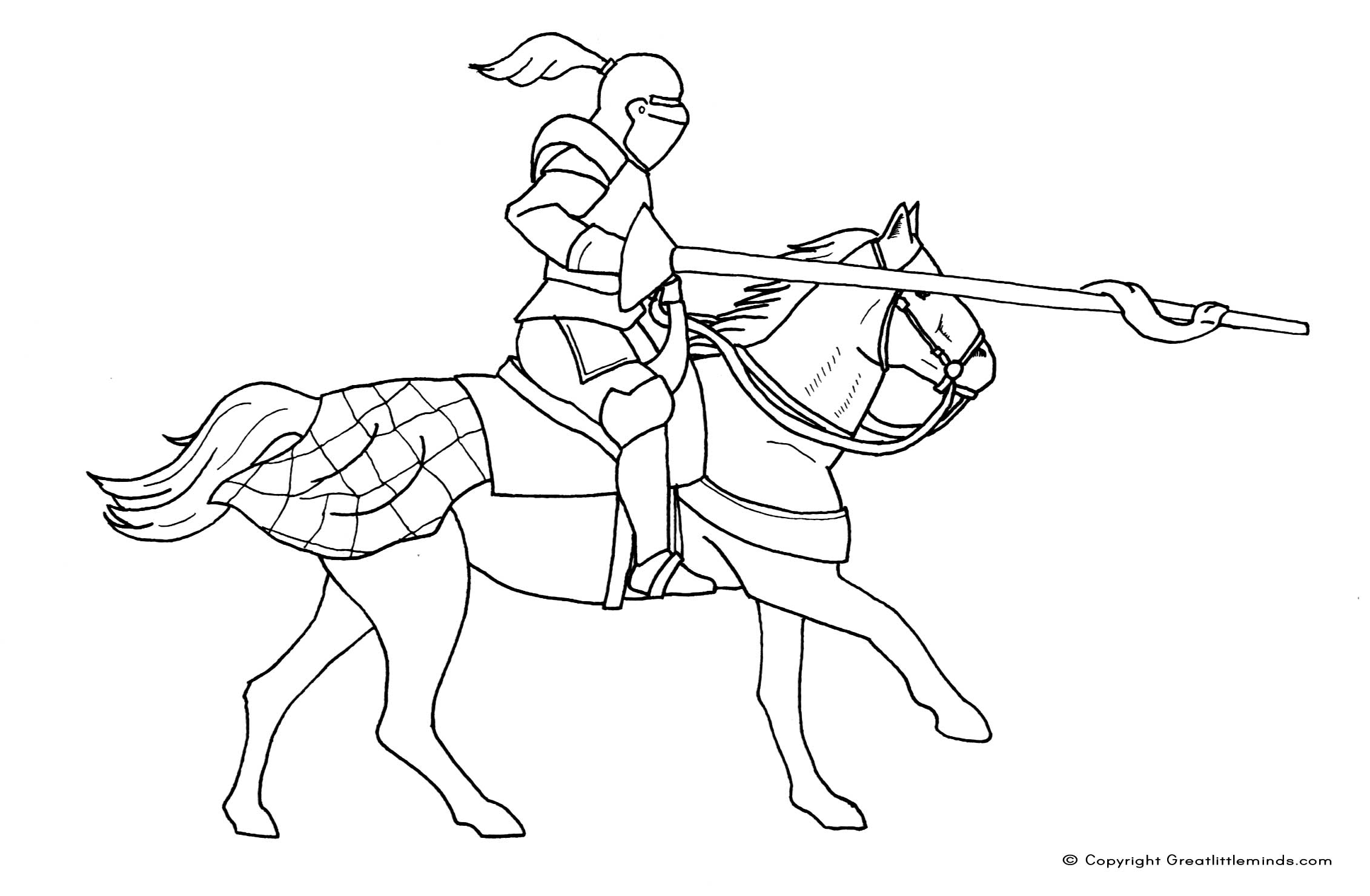 Coloriage d'un chevalier en armure avec un dragon en arrière-plan