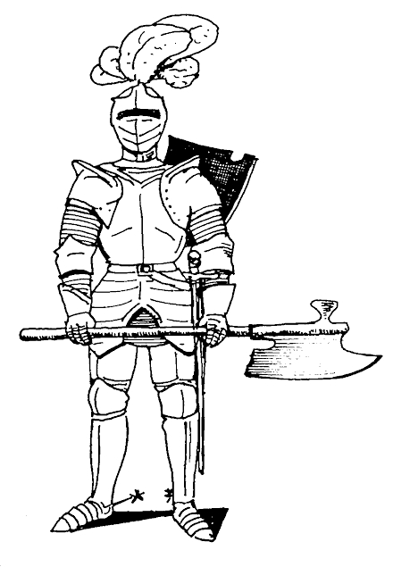 Un chevalier en armure brandissant son épée dans un décor de bataille
