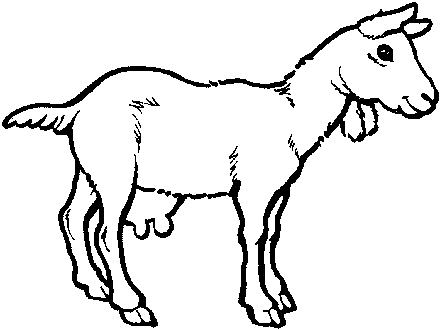 Coloriage d'une chèvre dans un paysage pastoral