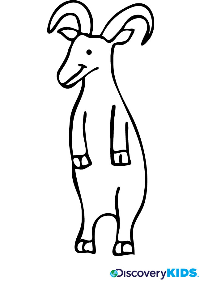 Coloriage d'une chèvre dans un paysage pastoral