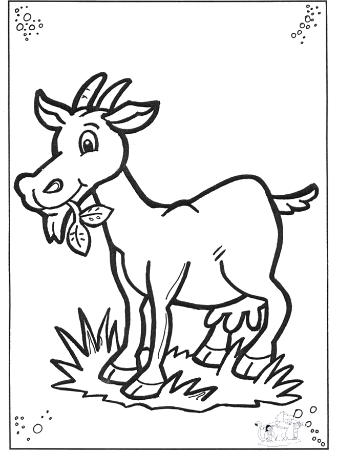 Coloriage d'une chèvre paisible dans un environnement naturel