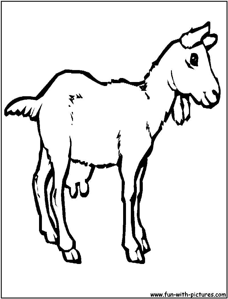 Coloriage d'une chèvre dans un paysage pastoral
