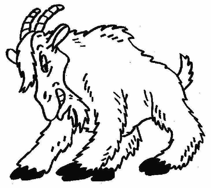 Coloriage d'une chèvre dans un paysage pastoral