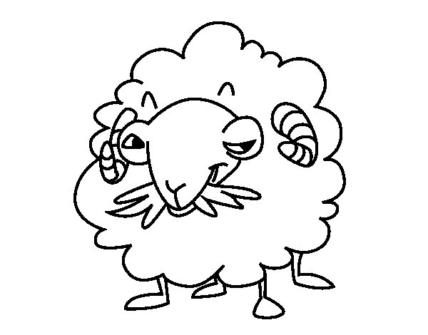 Coloriage d'une chèvre paisible dans un champ verdoyant