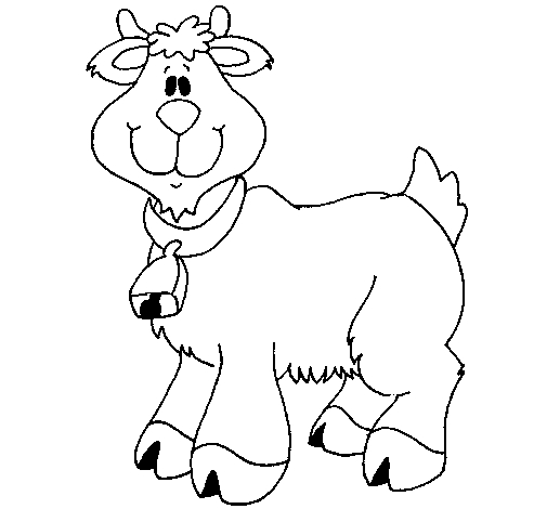 Coloriage d'une chèvre paisible dans un environnement naturel