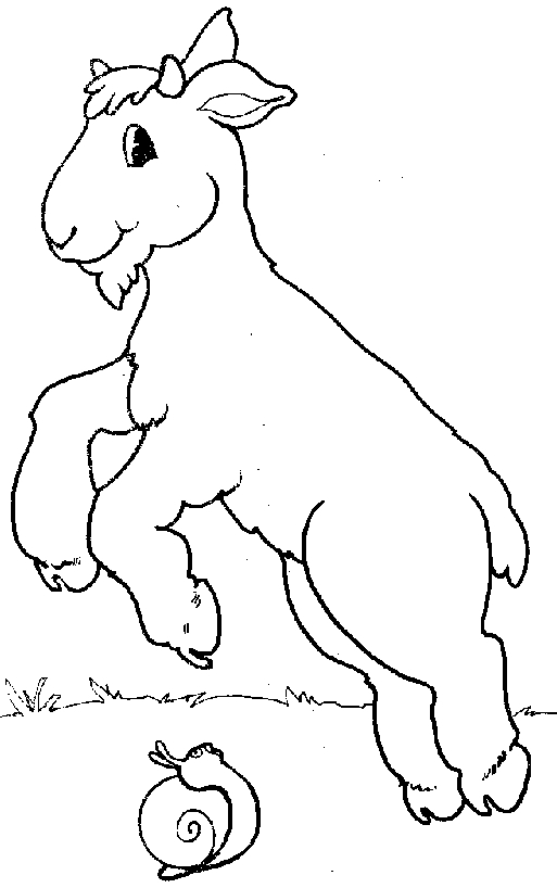 Coloriage d'une chèvre dans un paysage pastoral
