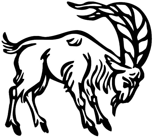 Coloriage d'une chèvre paisible dans un champ verdoyant