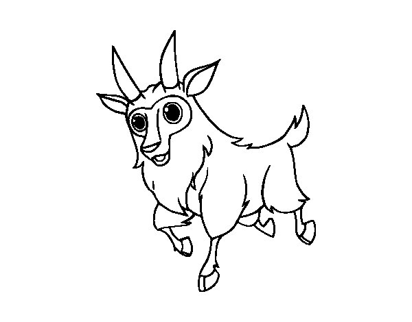 Coloriage d'une chèvre dans un environnement pastoral