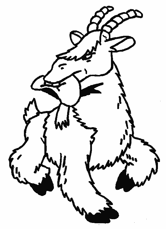 Coloriage d'une chèvre dans un paysage pastoral