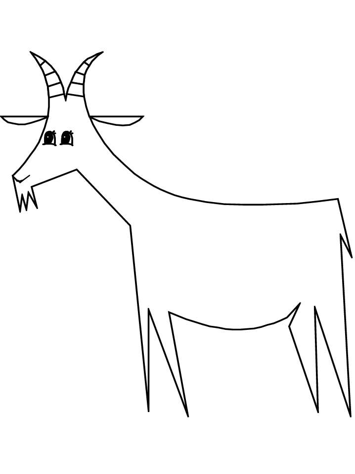 Coloriage d'une chèvre paisible dans un paysage pastoral