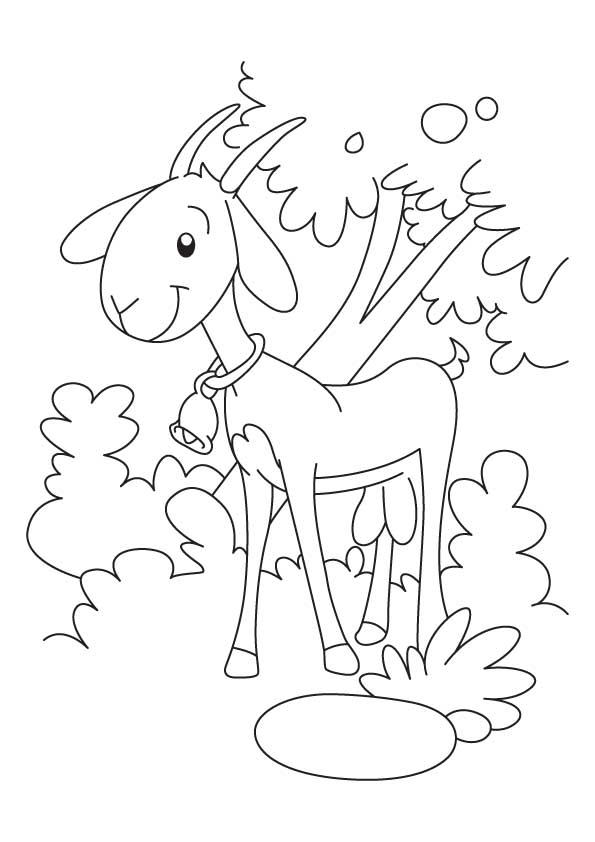 Coloriage d'une chèvre dans un paysage naturel
