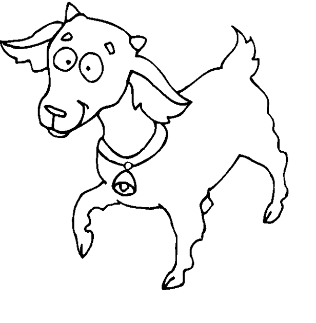 Coloriage d'une chèvre dans un paysage pastoral