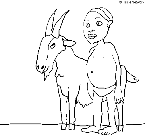Coloriage d'une chèvre paisible dans un paysage naturel