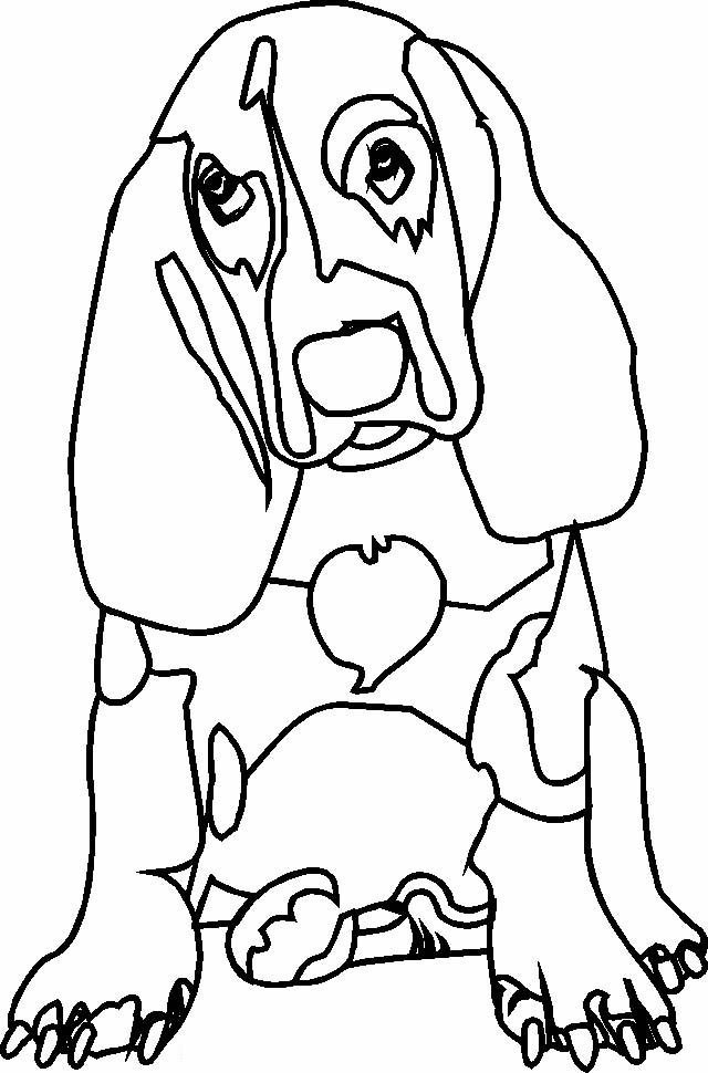 Coloriage d'un chien joyeux assis sur l'herbe
