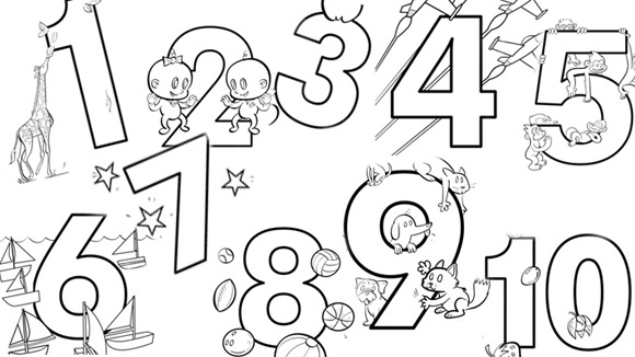 Coloriage de chiffres avec des éléments ludiques et colorés