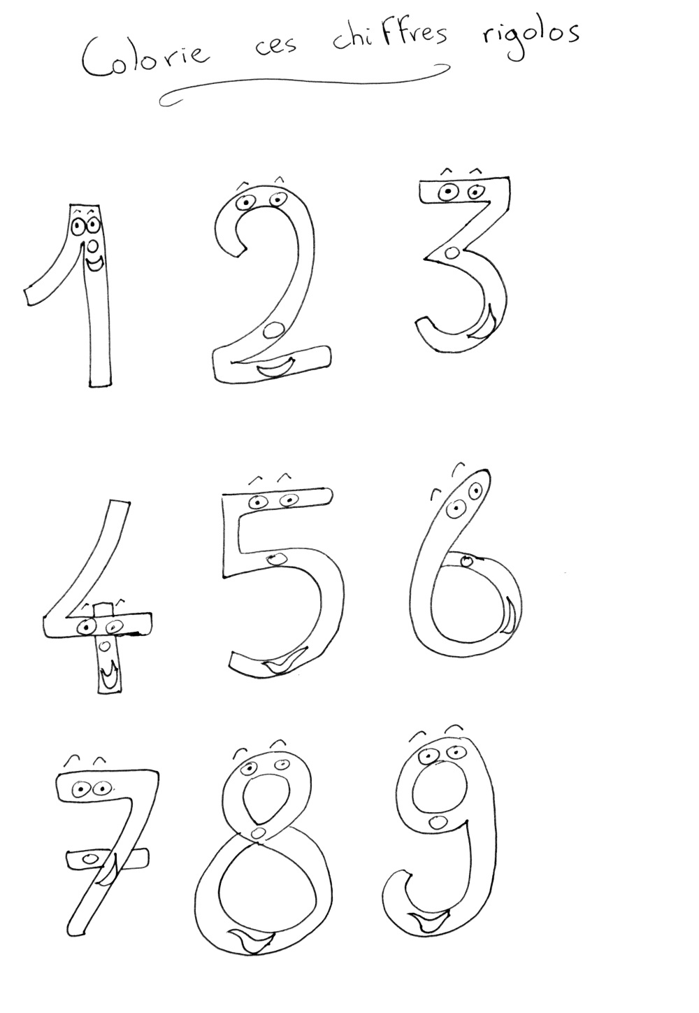 Coloriage de chiffres variés sur un fond dynamique