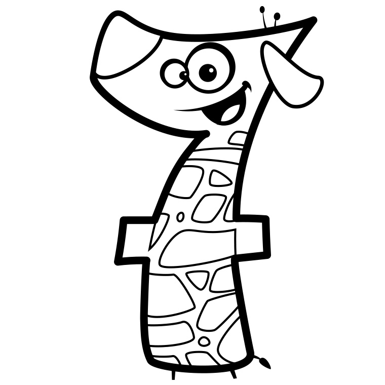 Coloriage de chiffres avec animaux et éléments de la nature