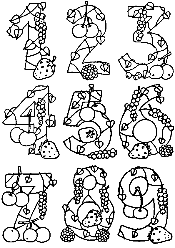 Coloriage de chiffres colorés avec des motifs ludiques