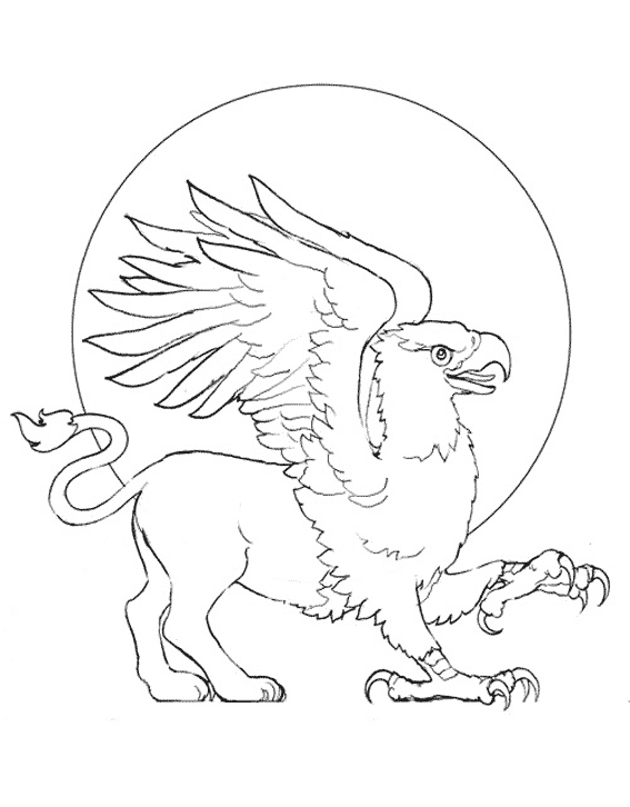 Coloriage d'une chimère fantastique dans un décor naturel