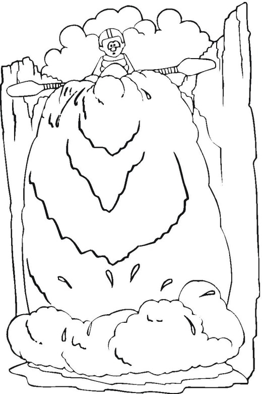 Coloriage d'une chute d'eau dans un paysage naturel