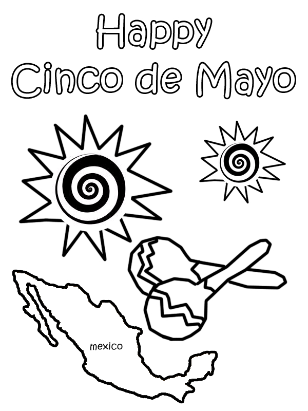 Coloriage d'une célébration du Cinco de Mayo avec musiciens et décorations