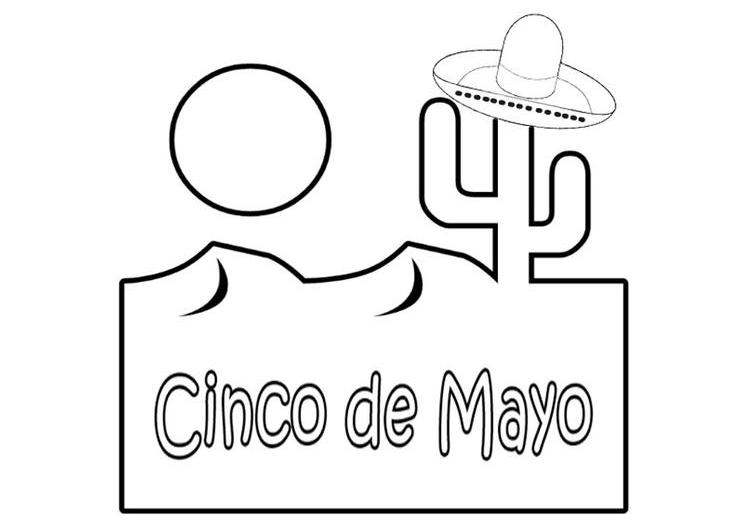 Coloriage d'une célébration du Cinco de Mayo avec des éléments traditionnels