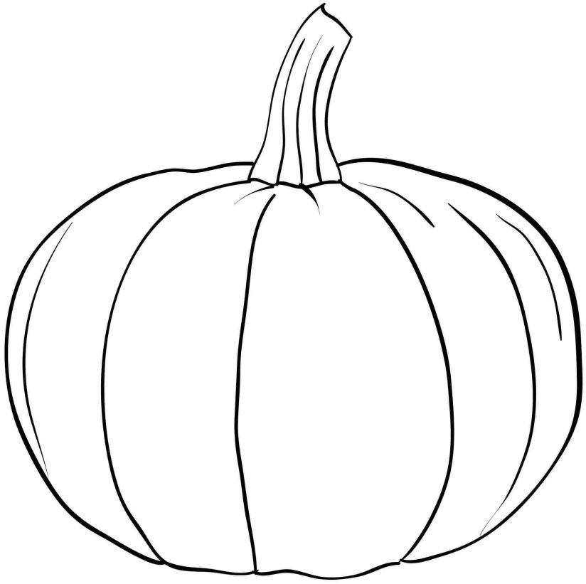 Coloriage d'une citrouille souriante entourée de feuillage