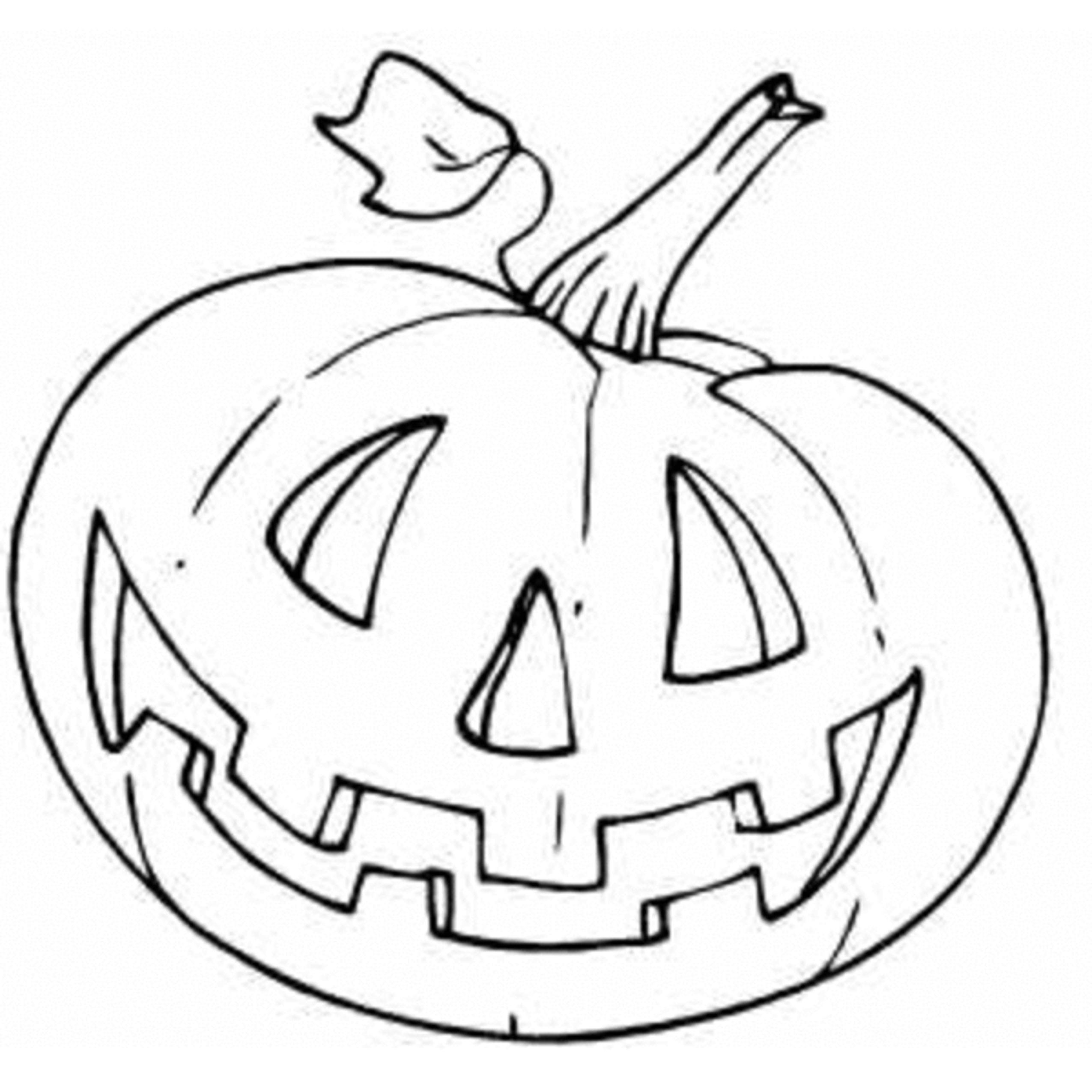 Coloriage d'une citrouille souriante dans un décor automnal