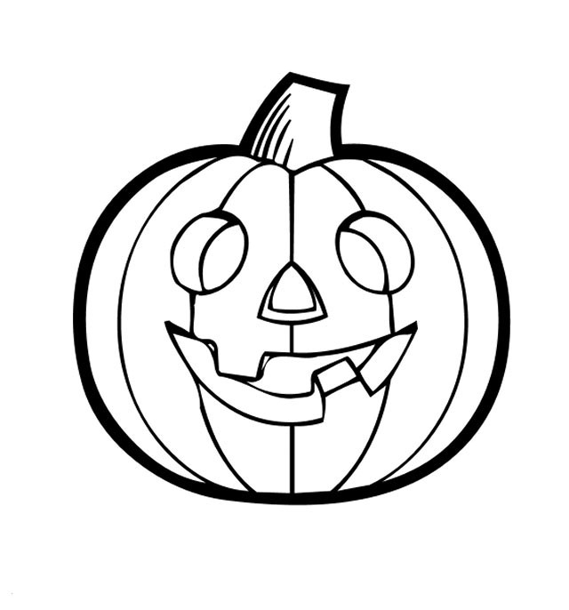 Coloriage d'une citrouille souriante dans un décor automnal