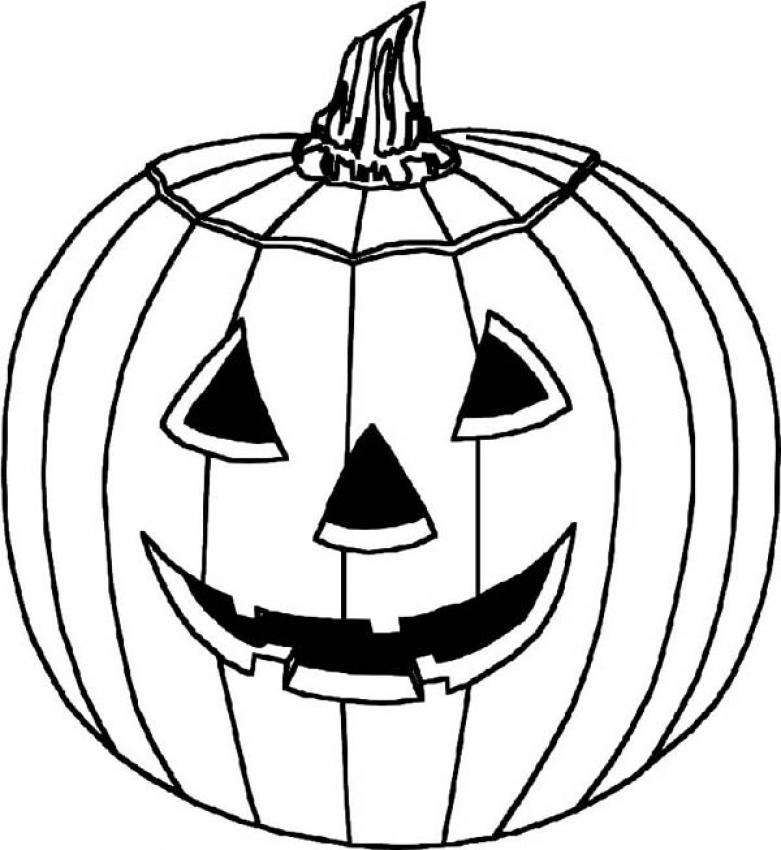 Coloriage d'une citrouille originale entourée de feuilles et de détails festifs