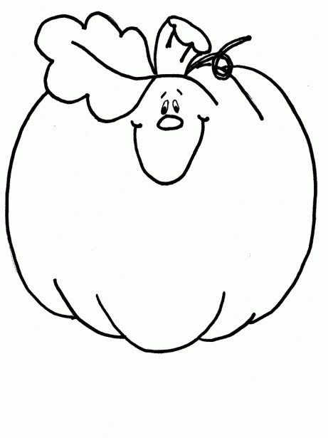 Coloriage d'une citrouille souriante entourée de feuillage