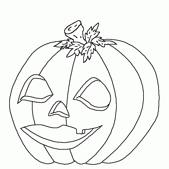 Coloriage d'une citrouille souriante sur fond de nature