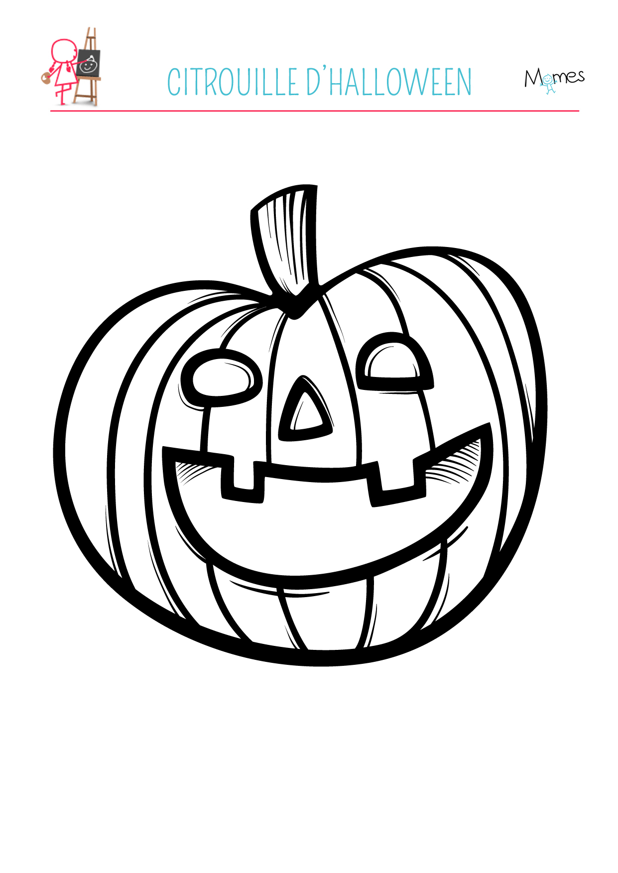 Coloriage d'une citrouille joyeuse dans un jardin d'automne