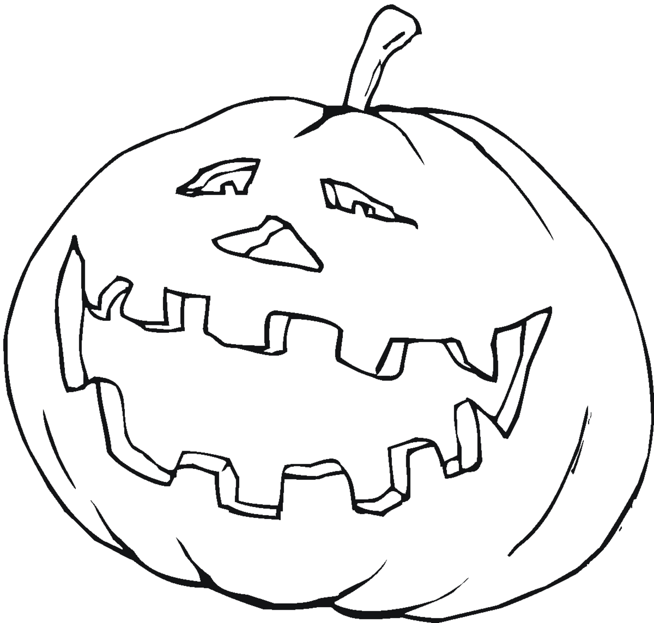Coloriage d'une citrouille avec un sourire jovial dans un décor automnal
