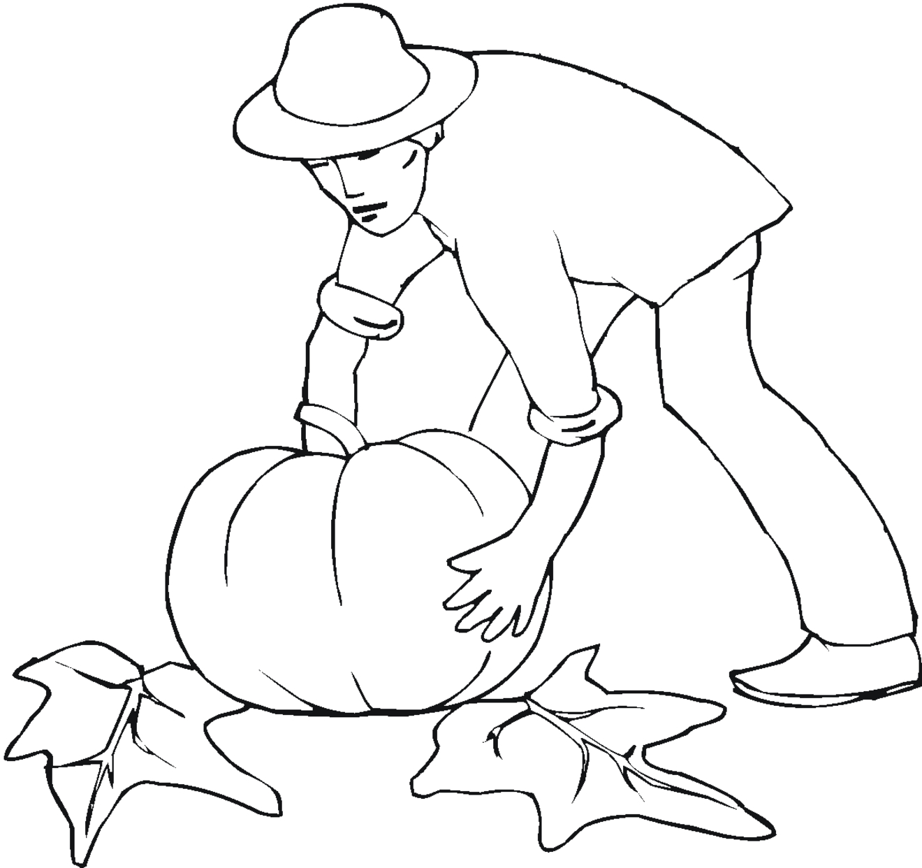 Coloriage d'une citrouille dans un décor automnal