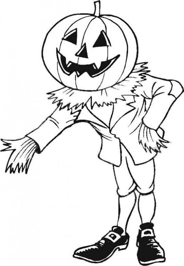 Un coloriage de citrouille entourée de feuilles et d'éléments d'automne