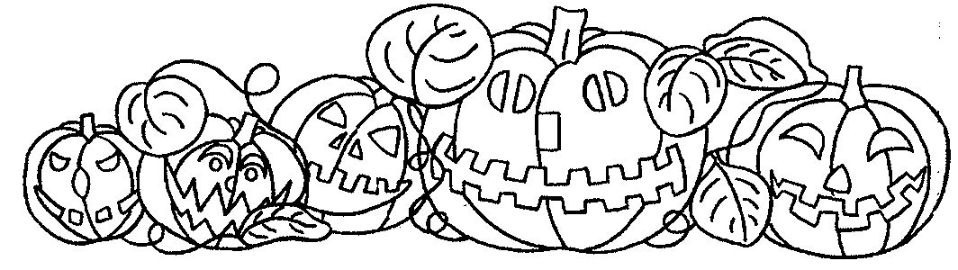 Coloriage d'une citrouille souriante entourée de feuillage