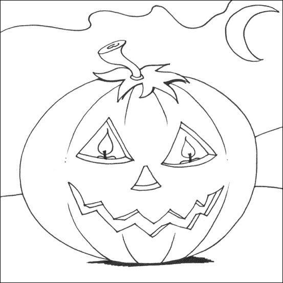Coloriage d'une citrouille souriante sur fond de feuilles d'automne
