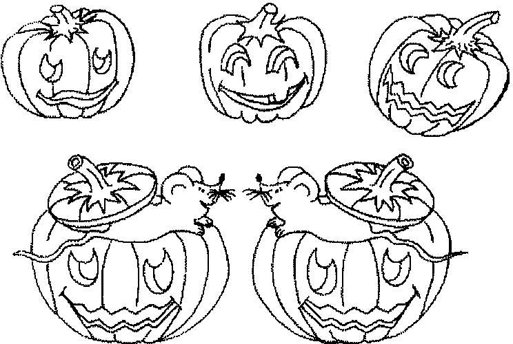 Coloriage d'une citrouille souriante entourée de feuillage