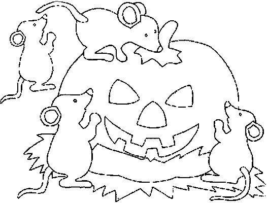 Coloriage d'une citrouille souriante dans un décor automnal
