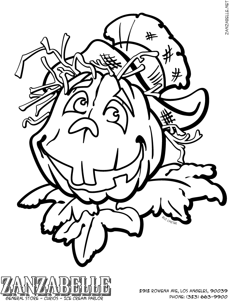 Coloriage de citrouille sur fond de décor automnal