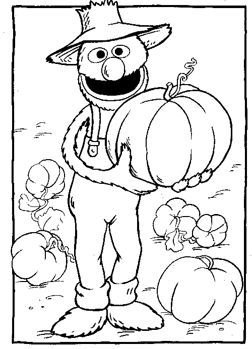 Coloriage d'une citrouille décorative entourée de feuilles et de détails naturels