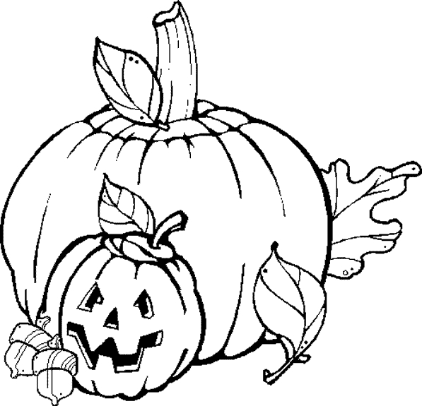 Coloriage d'une citrouille sur fond de feuilles d'automne