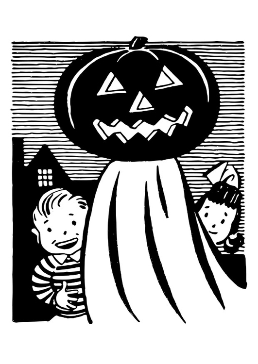 Coloriage d'une citrouille souriante sur fond simple Coloriage d'une citrouille souriante sur fond simple