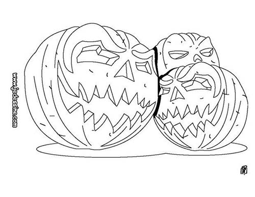 Coloriage d'une citrouille souriante au milieu d'éléments d'Halloween