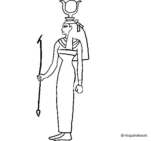 Cléopâtre en majesté entourée de symboles égyptiens