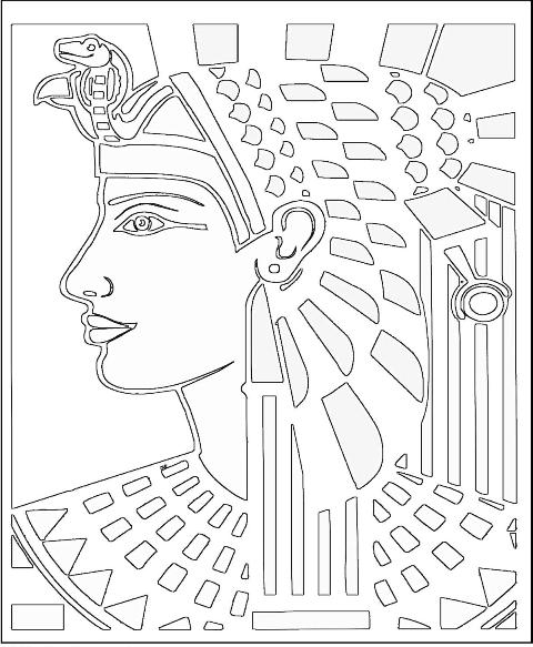 Coloriage de Cléopâtre dans une pose royale avec des détails égyptiens