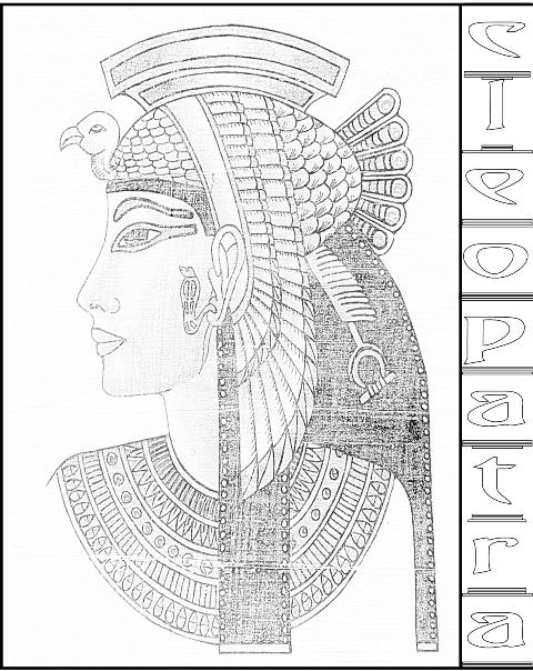 Coloriage de Cléopâtre en pleine contemplation