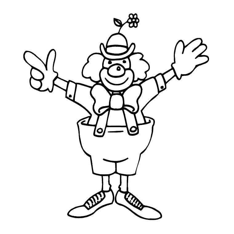 Coloriage d'un clown joyeux avec un ballon dans un cadre festif